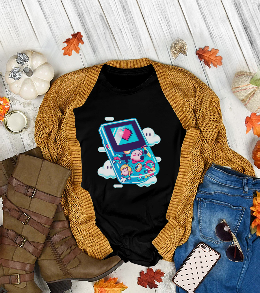 Retro Life Pixel Heart Clouds Game Handheld Adventure T-Shirt