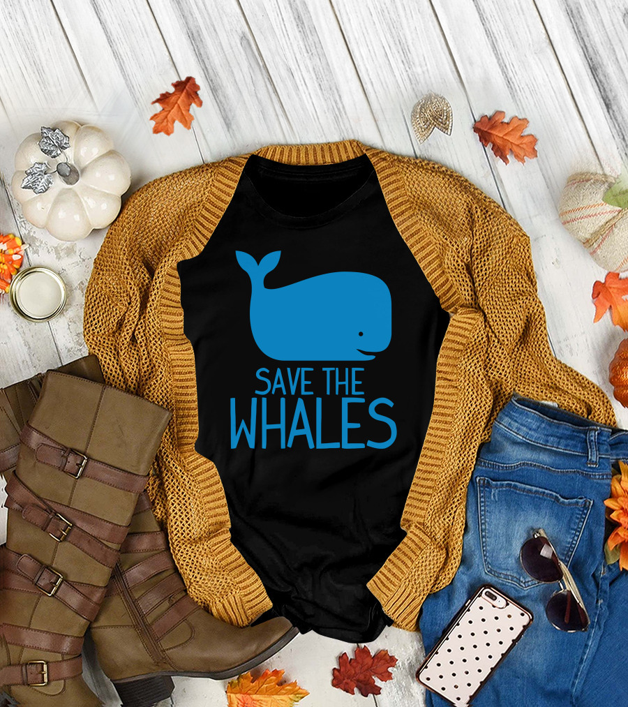 SAVE THE WHALES Blue Whale Icon T-Shirt
