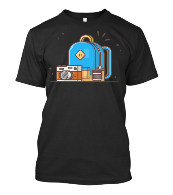 School Bag With Camera And Lens T-Shirt