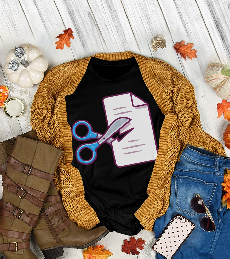 Scissors And Paper Iconic Rock Paper Scissors Symbol Visually Depicted T-Shirt