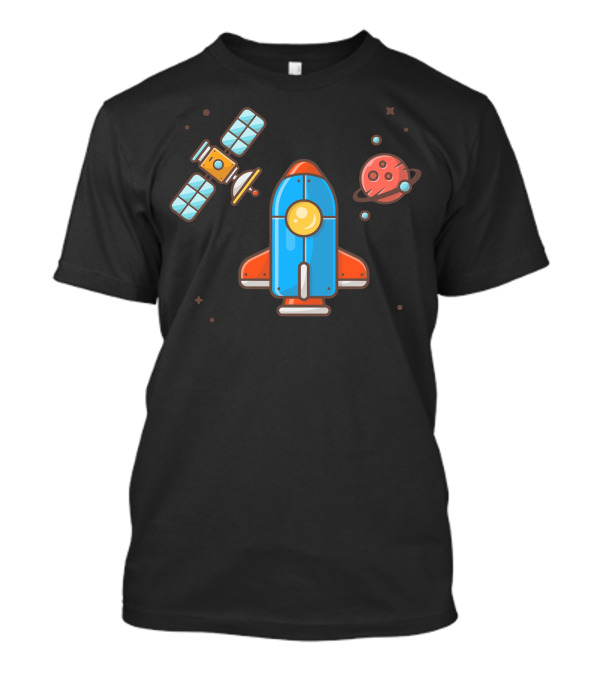 Space Shuttle With Red Planet And Satellite T-Shirt