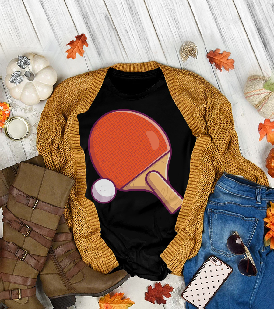Table Tennis Paddle and Ball T-Shirt