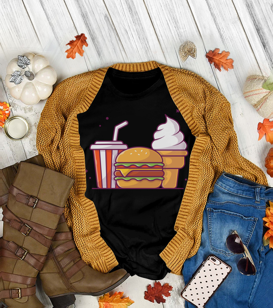 Cheese Burger Soda Ice Cream Combo Menu Delight T-Shirt