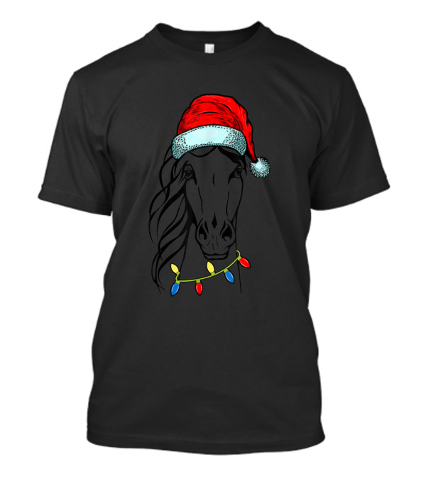 Santa Hat Horse With Christmas Lights T-Shirt