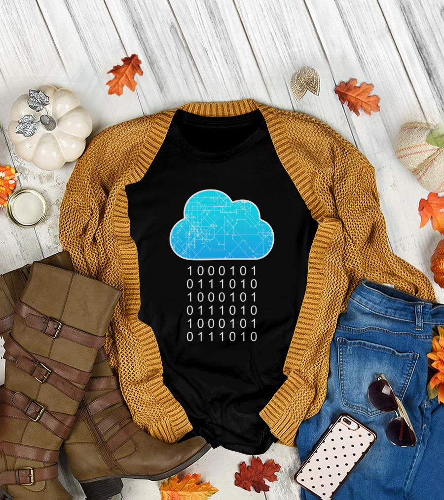 Data Analytics Cloud Binary Rain Geek Coding T-Shirt