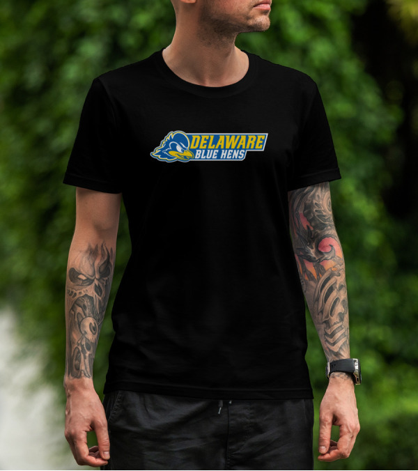 Delaware Blue Hens Logo With Mascot Head T-Shirt