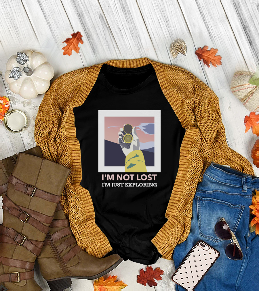 I'm Not Lost I'm Just Exploring Mountain Adventure Compass T-Shirt