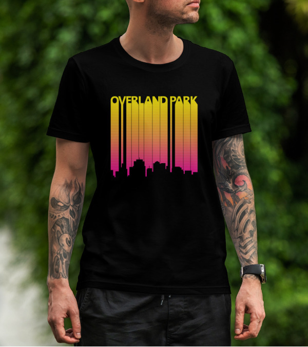Overland Park Retro 1980s Skyline Vibrant Gradient T-Shirt