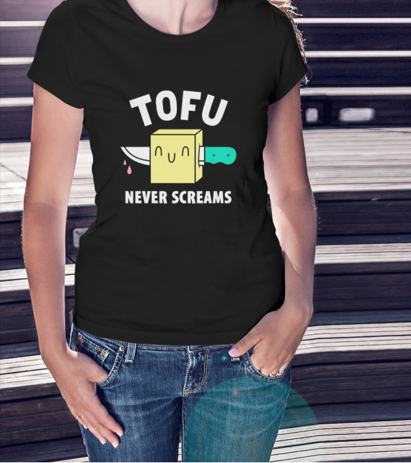 Tofu Never Screams Cute Block Knife Trendy Humor T-Shirt