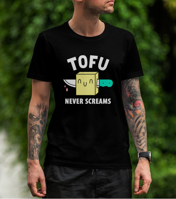 Tofu Never Screams Cute Block Knife Trendy Humor T-Shirt