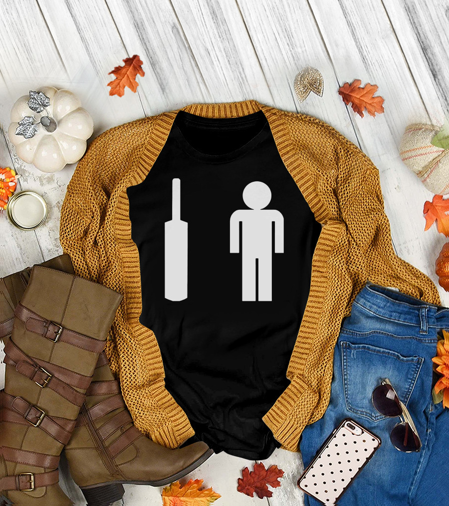 Bat Man Cricket Stick Figure T-Shirt