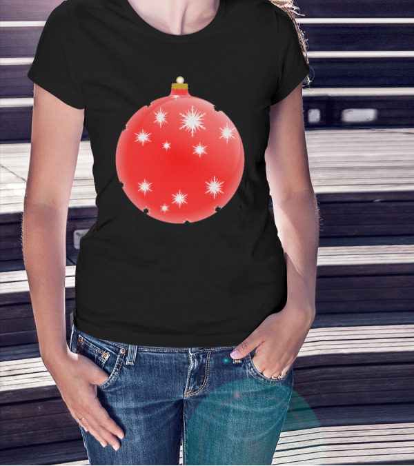 Christmas Ornament Red Bauble With White Snowflakes T-Shirt