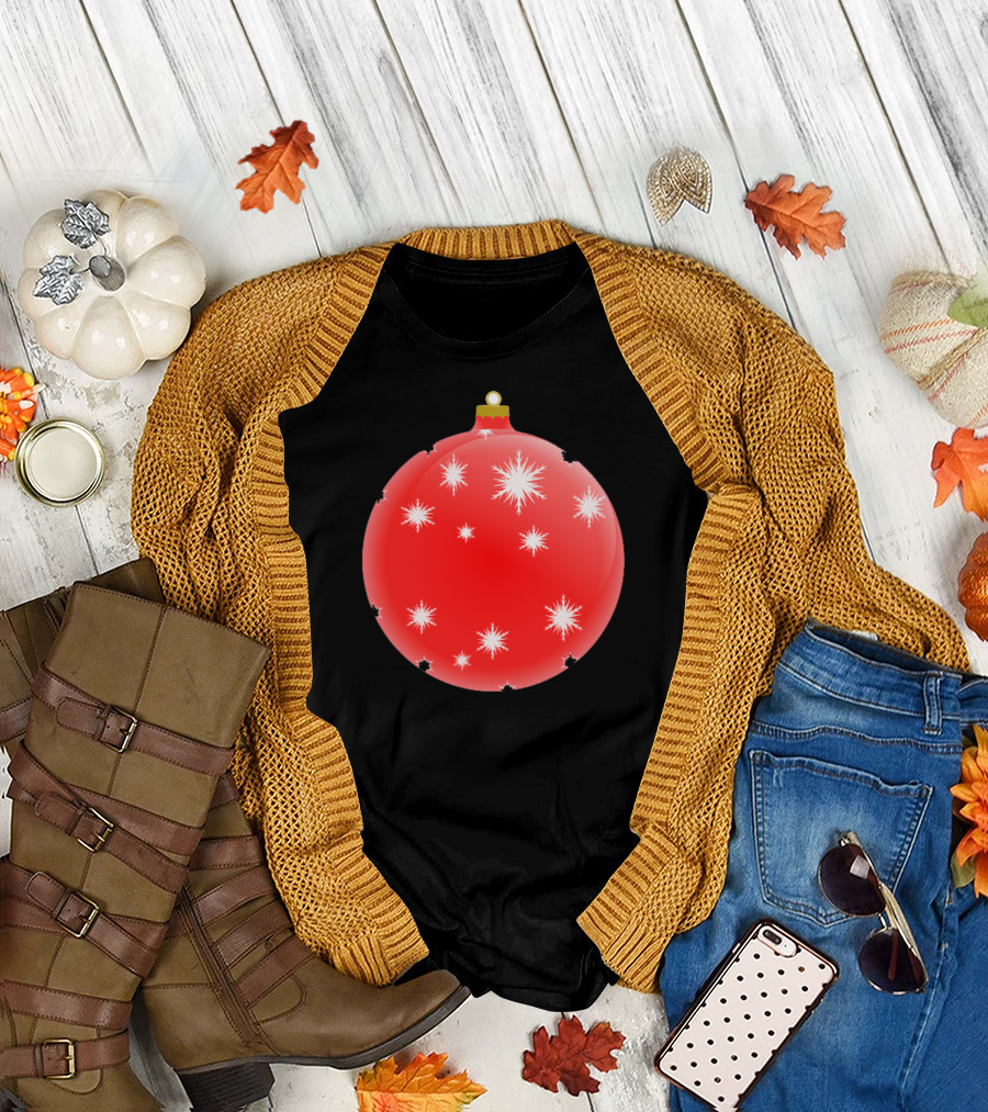 Christmas Ornament Red Bauble with White Snowflakes T-Shirt