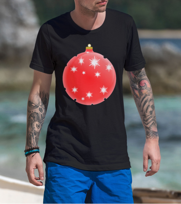 Christmas Ornament Red Bauble With White Snowflakes T-Shirt