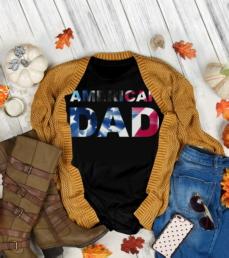 American Dad Stars and Stripes Text T-Shirt