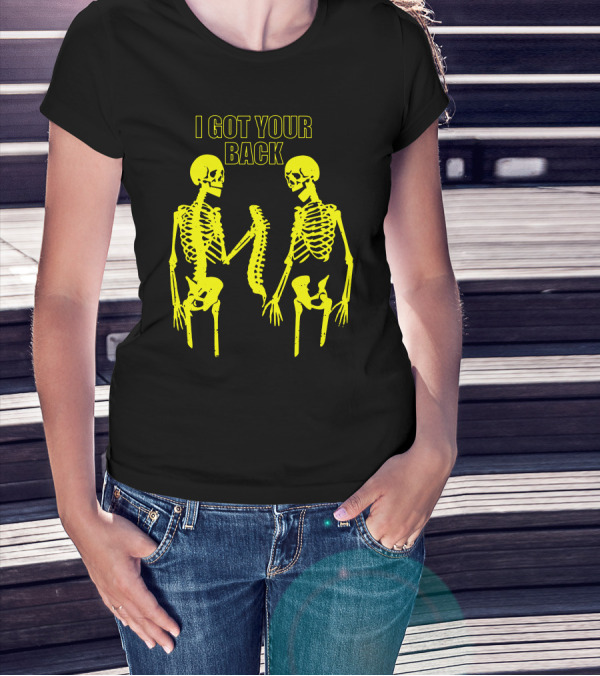Halloween Skeleton I Got Your Back Halloween Skeletons Yellow T-Shirt