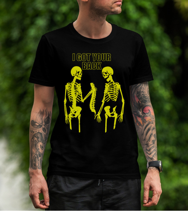 Halloween Skeleton I Got Your Back Halloween Skeletons Yellow T-Shirt