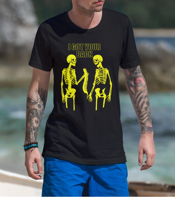 Halloween Skeleton I Got Your Back Halloween Skeletons Yellow T-Shirt
