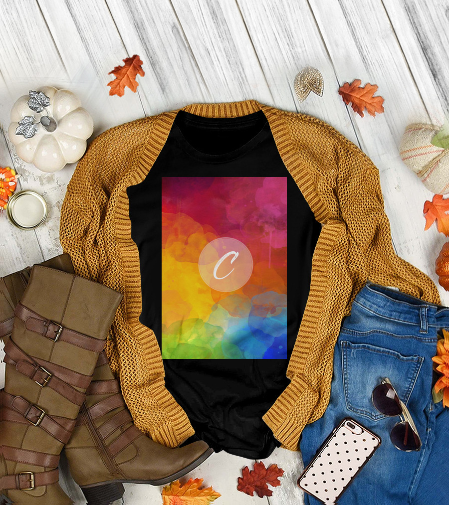 C Vibrant Rainbow Watercolor T-Shirt