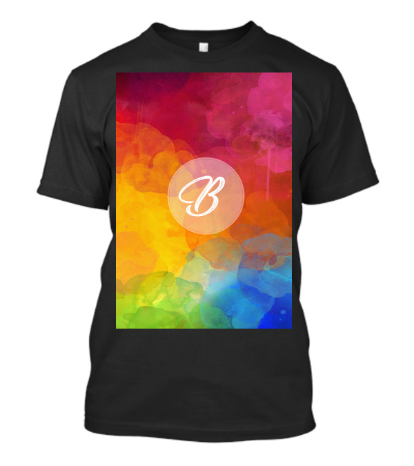 B Initial Colorful Watercolor Background T-Shirt
