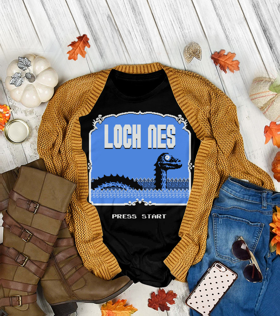 Loch Nes Press Start Retro Game Monster T-Shirt