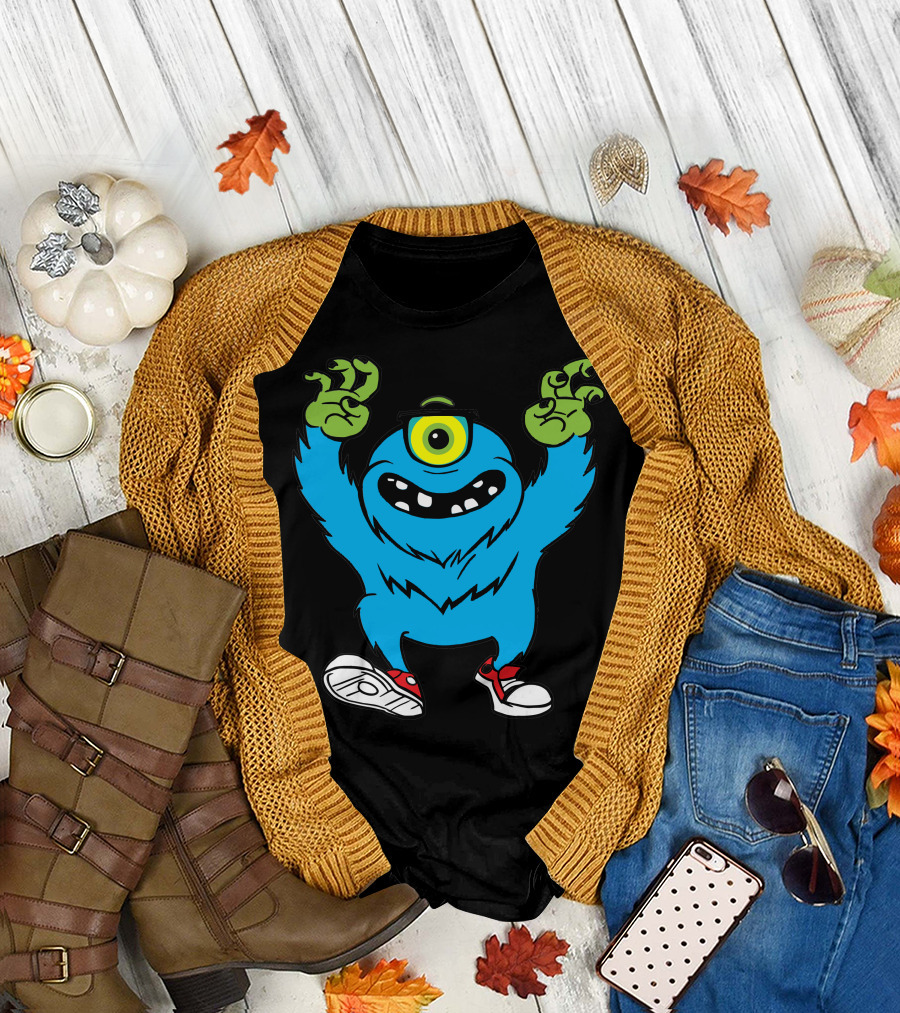 Monster Cyclops With Creepy Green Claws and Sneakers T-Shirt