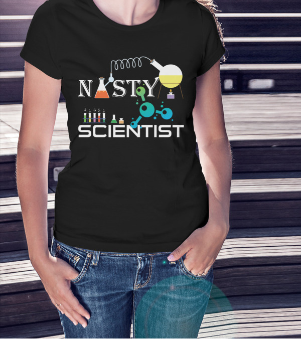 Nasty Scientist Beakers Molecules Test Tubes T-Shirt