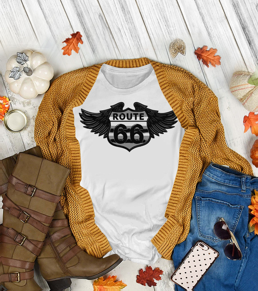 Route 66 Wings Badge T-Shirt