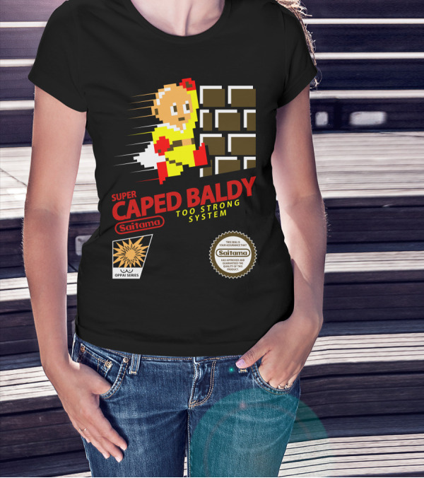 Super Caped Baldy Saitama Too Strong System Oppai Series T-Shirt