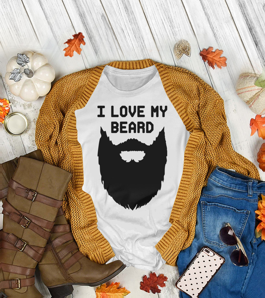 I Love My Beard Bold Text with Large Beard T-Shirt