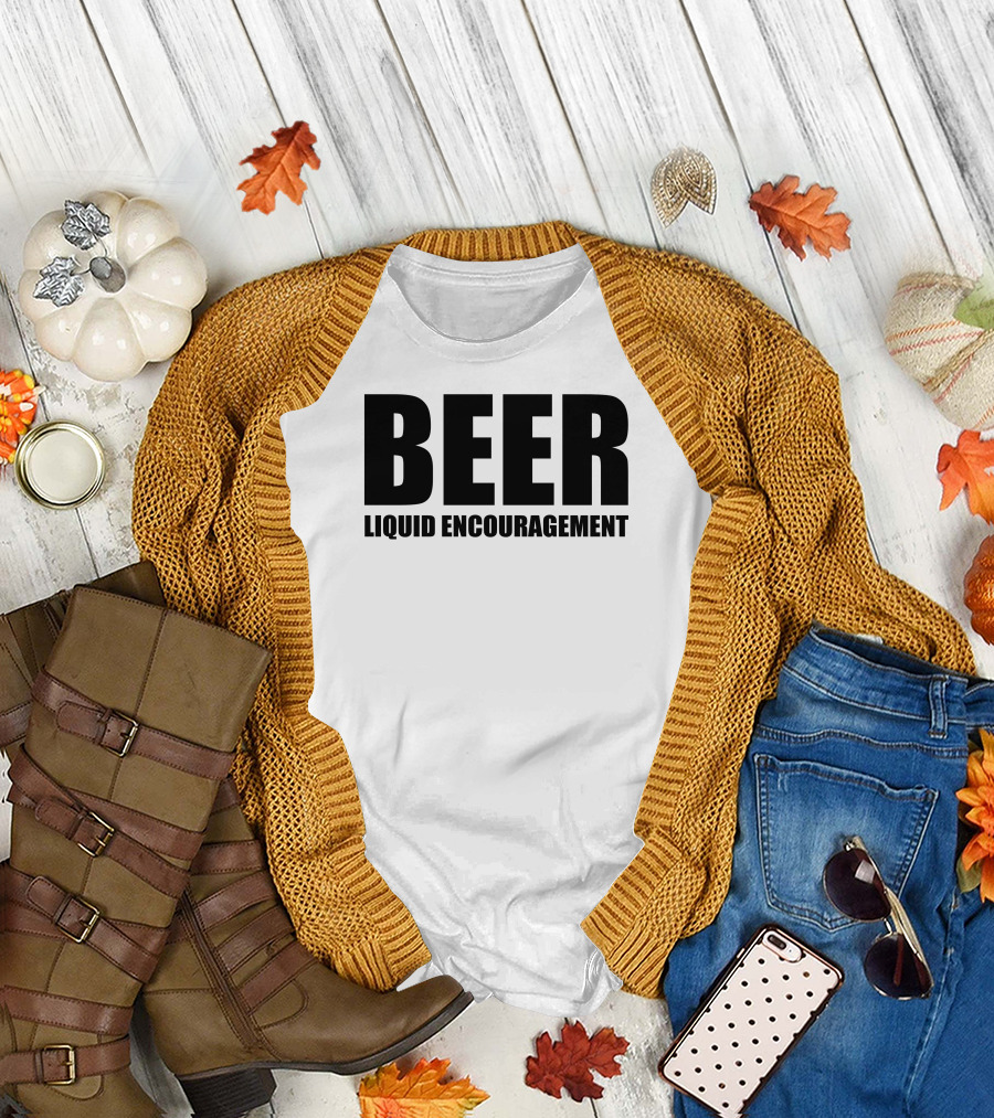 Beer Liquid Encouragement Text T-Shirt