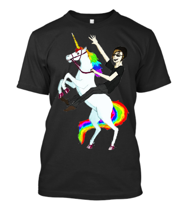 Unicorn And Human Best Friends Riding Rainbow Mane Magic T-Shirt