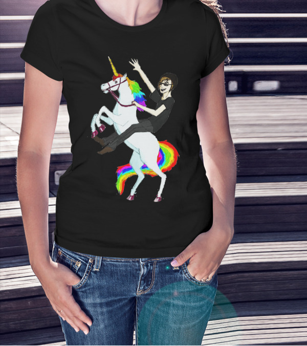 Unicorn And Human Best Friends Riding Rainbow Mane Magic T-Shirt