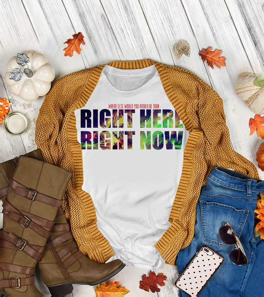 Where Else Would You Rather Be Than Right Here Right Now Colorful Tropical Palm Trees T-Shirt