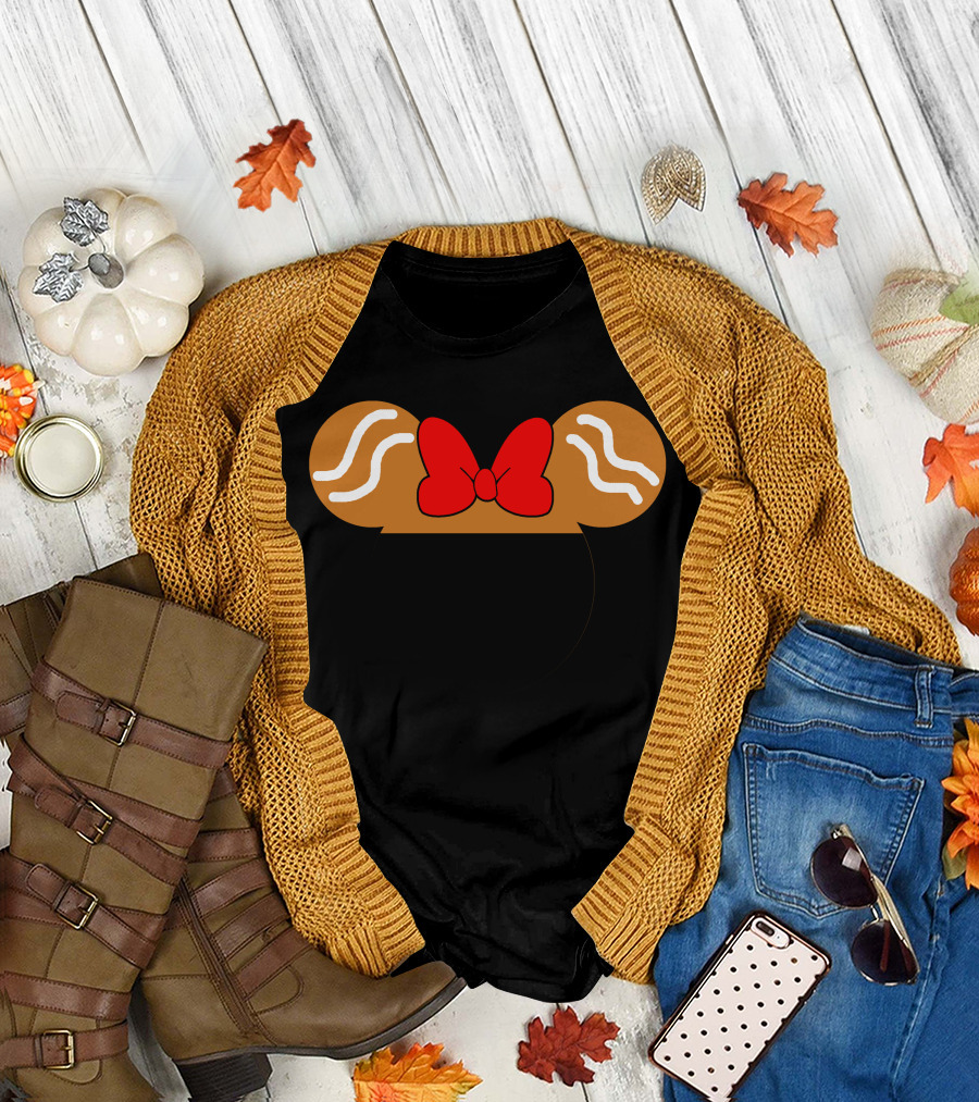 Mickey Gingerbread Ears with Red Bow T-Shirt