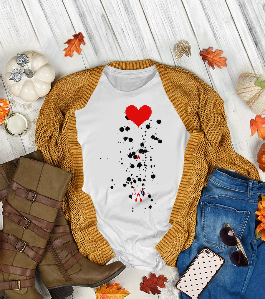 Pixel Heart Spaceship Battle T-Shirt