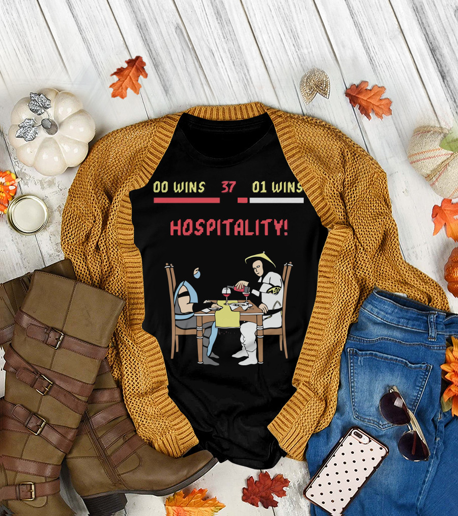 Hospitality 00 Wins 37 01 Wins Gaming Theme Dining Characters T-Shirt