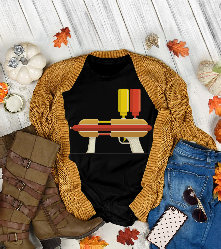 Hot Dog Hitman Ketchup Mustard Water Gun T-Shirt