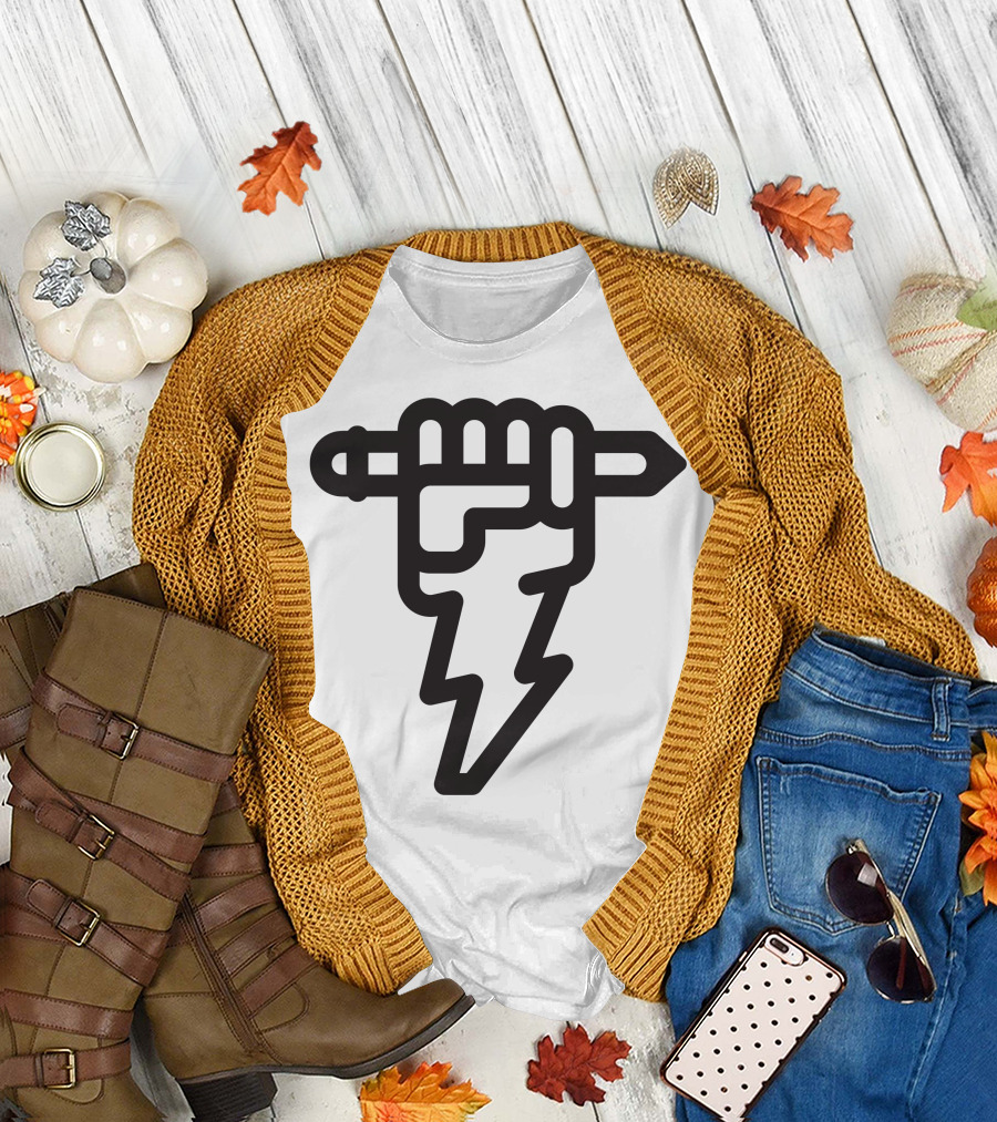 Pencil Fist Lightning Bolt T-Shirt