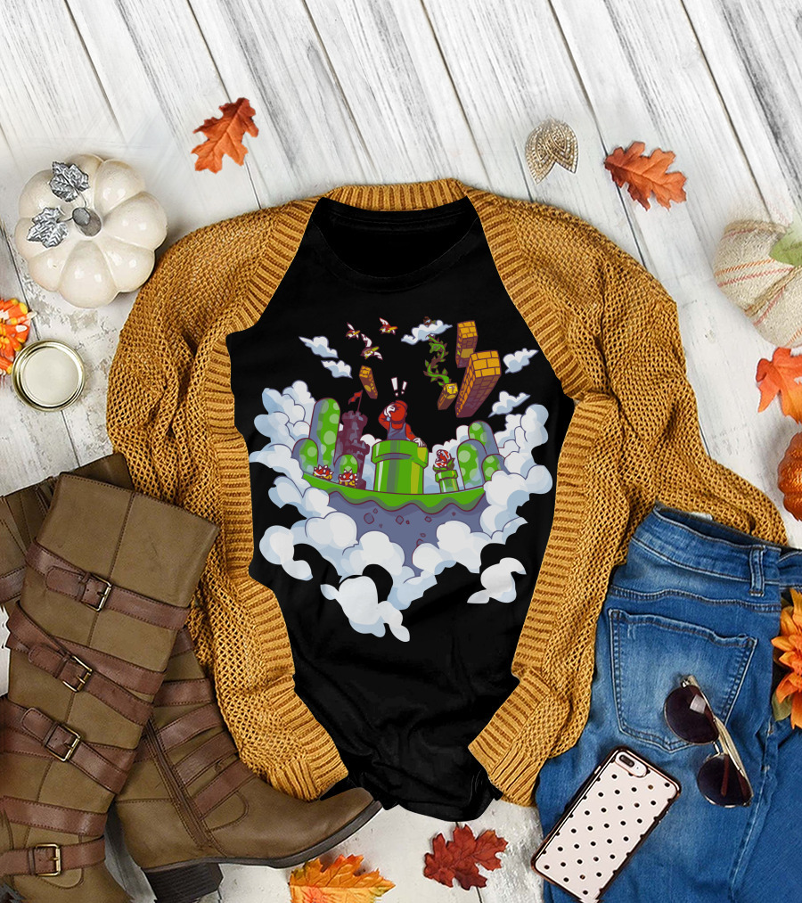 Super Mario Pipe Adventure in the Clouds T-Shirt
