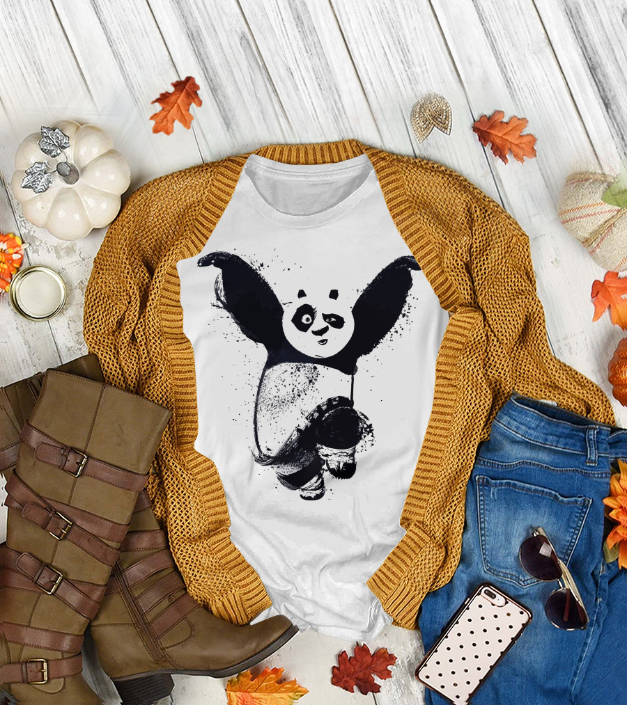 Kung Fu Panda Splash Ink Art Jump Po T-Shirt