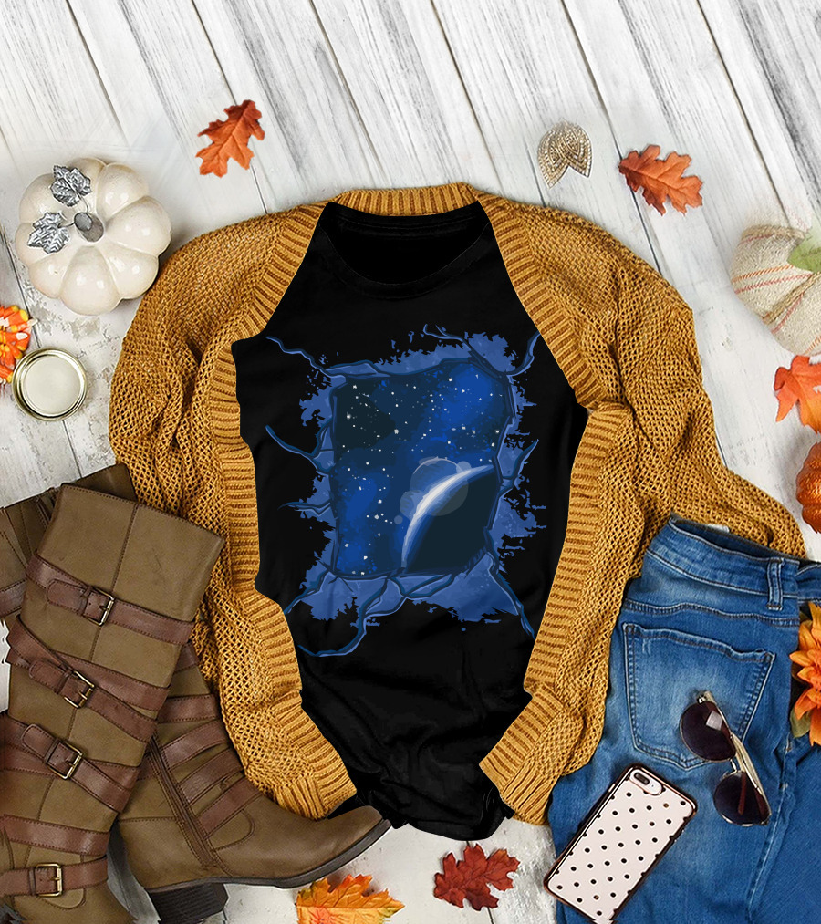Pocketless Universe Cosmic Tear Galaxy View T-Shirt
