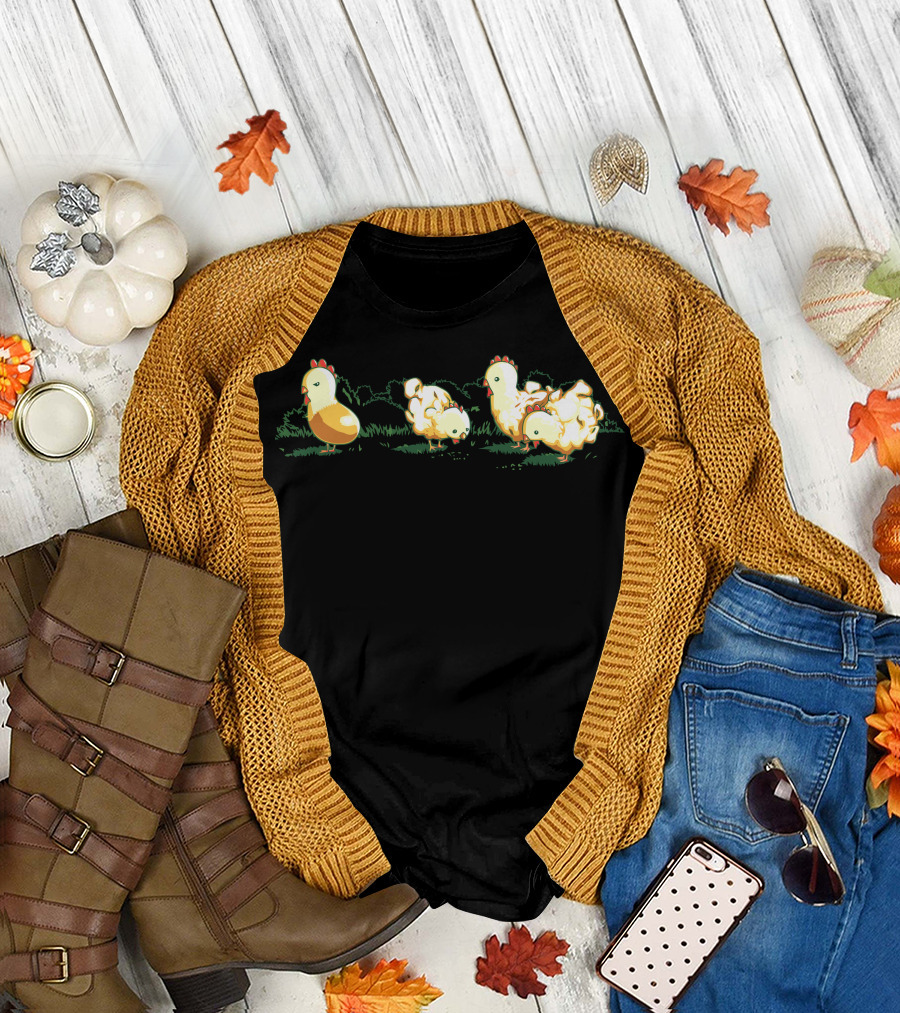 Popcorn Chicken Cute Chicks in the Grass T-Shirt