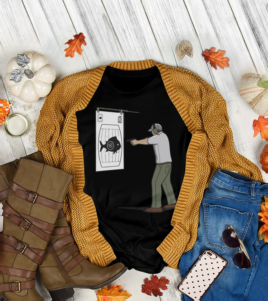 Shooter Aiming at Fish Target on Practice Range T-Shirt