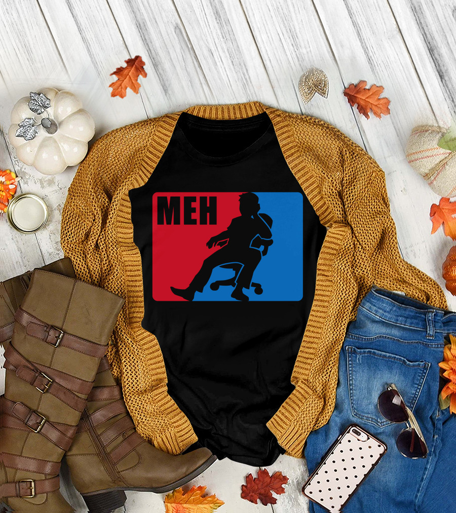 MEH Lazy Silhouette Parody Red Blue T-Shirt