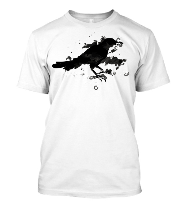 Clever Crow With Musical Notes In Beak T-Shirt