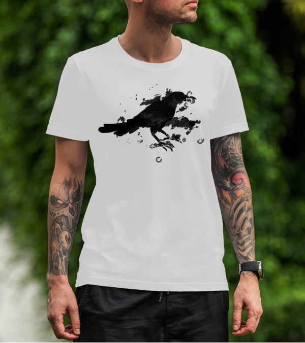 Clever Crow With Musical Notes In Beak T-Shirt