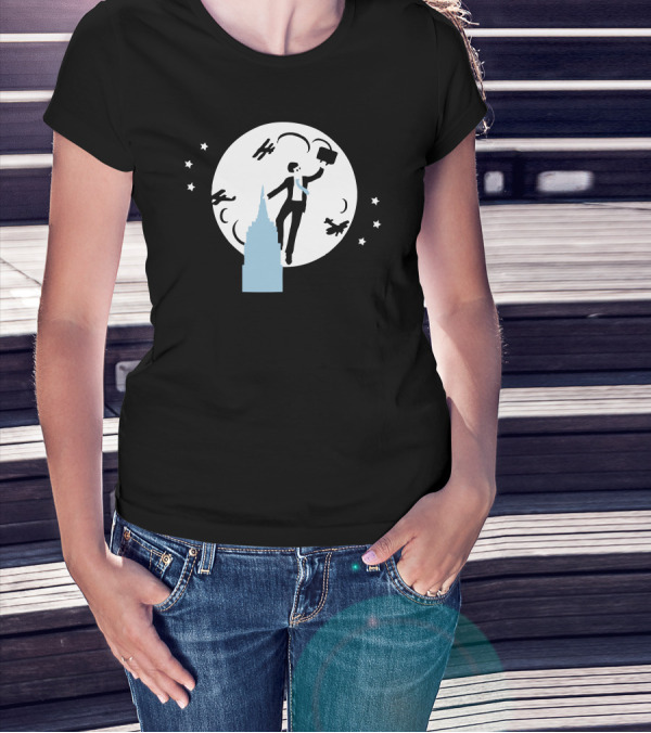 Dreamer Kong Businessman With Briefcase Flying Over City Skyline T-Shirt