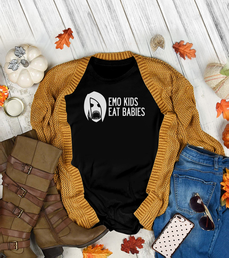 Emo Kids Eat Babies Creepy Cartoon Face T-Shirt