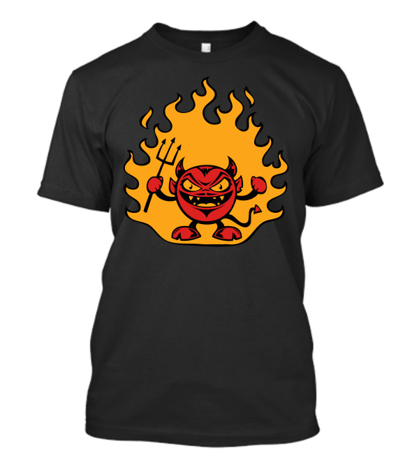 Fat Devil Fiery Mischief Flame Background T-Shirt